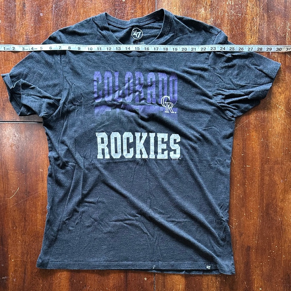 47 Brand Rockies Black Tee with Purple and White Accents